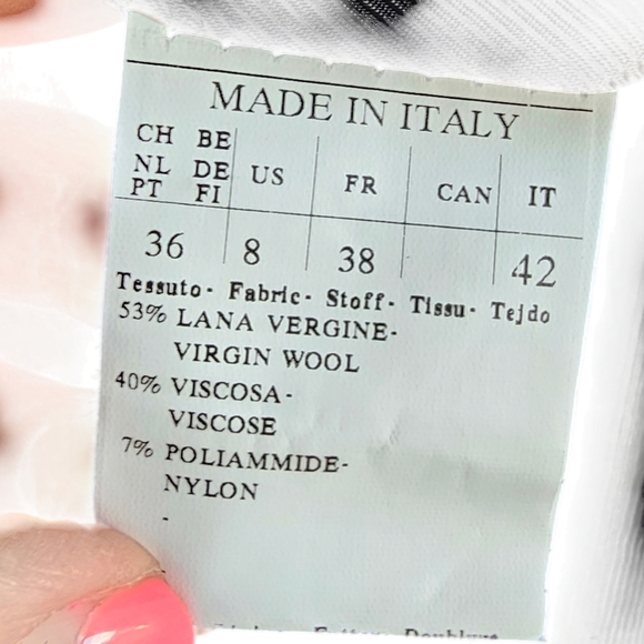 Teresa Tardia Wool Blend Black Belted Midi Fit and Flare Jacket - Picture 12 of 15